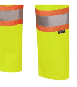 Women's high-visibility yellow waterproof pant, Pioneer model 5629W, reflective tape, sizes XS to 4XL