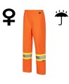 Women's high-visibility orange waterproof pant, Pioneer model 5627W, reflective tape, sizes XS to 4XL