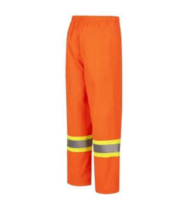 Women's high-visibility orange waterproof pant, Pioneer model 5627W, reflective tape, sizes XS to 4XL