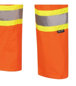 Women's high-visibility orange waterproof pant, Pioneer model 5627W, reflective tape, sizes XS to 4XL