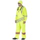 Yellow waterproof bib pants polyester-PU, 300 D with reflective stripes, Pioneer 5629, sizes S to 5XL