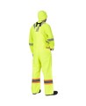 Yellow waterproof bib pants polyester-PU, 300 D with reflective stripes, Pioneer 5629, sizes S to 5XL