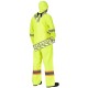 Yellow waterproof bib pants polyester-PU, 300 D with reflective stripes, Pioneer 5629, sizes S to 5XL