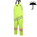 Yellow waterproof bib pants polyester-PU, 300 D with reflective stripes, Pioneer 5629, sizes S to 5XL