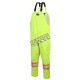 Yellow waterproof bib pants polyester-PU, 300 D with reflective stripes, Pioneer 5629, sizes S to 5XL