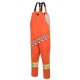 Orange waterproof bib pants polyester-PU, 300 D with reflective stripes, Pioneer 5627, sizes S to 5XL