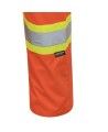 Orange waterproof bib pants polyester-PU, 300 D with reflective stripes, Pioneer 5627, sizes S to 5XL