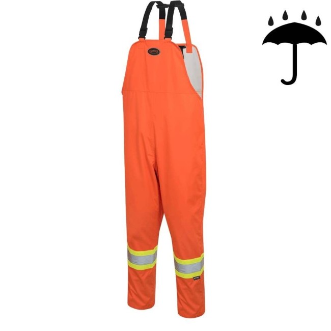 Salopette imperméable orange en polyester-polyuréthane 300 D avec bandes réfléchissantes, Pioneer 5627