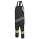 Black waterproof bib pants polyester-PU, 300 D with reflective stripes, Pioneer 5629BK, sizes S to 5XL