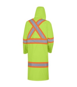 High-visibility yellow waterproof long coat, Pioneer model 5631, reflective tape, size S to 5XL