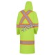 High-visibility yellow waterproof long coat, Pioneer model 5631, reflective tape, size S to 5XL