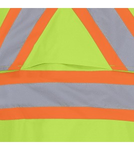 High-visibility yellow waterproof long coat, Pioneer model 5631, reflective tape, size S to 5XL