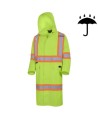 High-visibility yellow waterproof long coat, Pioneer model 5631, reflective tape, size S to 5XL