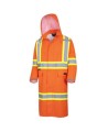 High-visibility orange waterproof long coat, Pioneer model 5630, reflective stripe, size S to 5XL