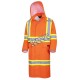 High-visibility orange waterproof long coat, Pioneer model 5630, reflective stripe, size S to 5XL