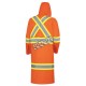 High-visibility orange waterproof long coat, Pioneer model 5630, reflective stripe, size S to 5XL