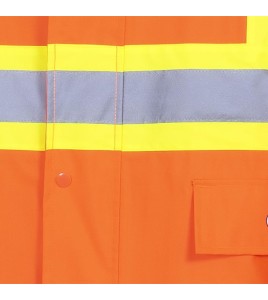 High-visibility orange waterproof long coat, Pioneer model 5630, reflective stripe, size S to 5XL