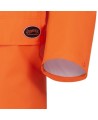 High-visibility orange waterproof long coat, Pioneer model 5630, reflective stripe, size S to 5XL