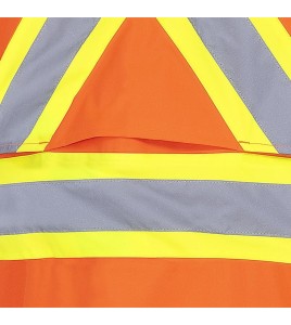 High-visibility orange waterproof long coat, Pioneer model 5630, reflective stripe, size S to 5XL