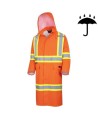 High-visibility orange waterproof long coat, Pioneer model 5630, reflective stripe, size S to 5XL