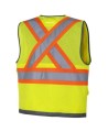 Veste d’arpenteur haute visibilité jaune fluorescente, à bandes rétroréfléchissantes argentées et jaune fluorescentes