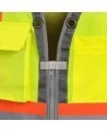 Veste d’arpenteur haute visibilité jaune fluorescente, à bandes rétroréfléchissantes argentées et jaune fluorescentes