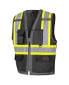 Low-visibility black surveyor vest with 12 pockets class 1 level 2, Pioneer 6671