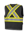 Low-visibility black surveyor vest with 12 pockets class 1 level 2, Pioneer 6671