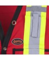 Veste de sécurité d’arpenteur, basse visibilité rouge 150D, 16 poches avec fermeture à bouton pression, vendue à l’unité