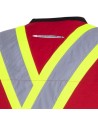 Veste de sécurité d’arpenteur, basse visibilité rouge 150D, 16 poches avec fermeture à bouton pression, vendue à l’unité