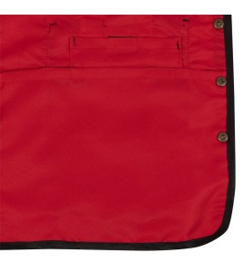 Veste de sécurité d’arpenteur, basse visibilité rouge 150D, 16 poches avec fermeture à bouton pression, vendue à l’unité