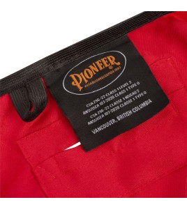 Pioneer men's low-visibility red 6683 surveyor's vest, 150 denier woven twill, 16 pockets