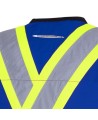 Veste de sécurité d’arpenteur, basse visibilité bleu 150D, 16 poches avec fermeture à bouton pression, vendue à l’unité