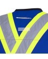 Veste de sécurité d’arpenteur, basse visibilité bleu 150D, 16 poches avec fermeture à bouton pression, vendue à l’unité