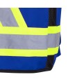 Veste de sécurité d’arpenteur, basse visibilité bleu 150D, 16 poches avec fermeture à bouton pression, vendue à l’unité