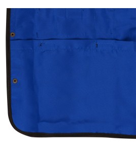 Veste de sécurité d’arpenteur, basse visibilité bleu 150D, 16 poches avec fermeture à bouton pression, vendue à l’unité