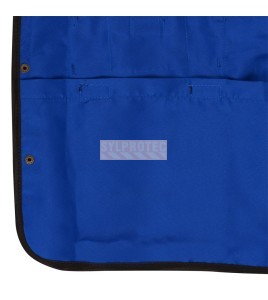 Veste de sécurité d’arpenteur, basse visibilité bleu 150D, 16 poches avec fermeture à bouton pression, vendue à l’unité