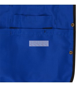 Veste de sécurité d’arpenteur, basse visibilité bleu 150D, 16 poches avec fermeture à bouton pression, vendue à l’unité