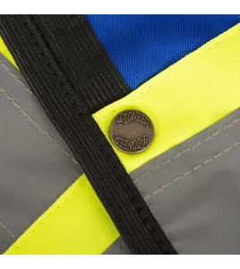 Veste de sécurité d’arpenteur, basse visibilité bleu 150D, 16 poches avec fermeture à bouton pression, vendue à l’unité