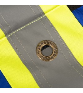 Veste de sécurité d’arpenteur, basse visibilité bleu 150D, 16 poches avec fermeture à bouton pression, vendue à l’unité