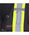 Veste de sécurité d’arpenteur, basse visibilité noire 150D, 16 poches avec fermeture à bouton pression, vendue à l’unité