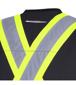 Pioneer men's low-visibility black 6692BK surveyor's vest, 150 denier woven twill, 16 pockets