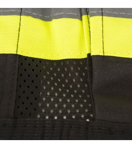 Veste de sécurité d’arpenteur, basse visibilité noire 150D, 16 poches avec fermeture à bouton pression, vendue à l’unité