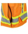 Pioneer men's high-visibility orange 6692 surveyor's vest, 150 denier woven twill, 16 pockets