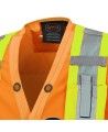 Veste de sécurité d’arpenteur, haute visibilité orange 150D, 16 poches avec fermeture à bouton pression, vendue à l’unité