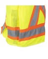 Pioneer men's high-visibility yellow 6693 surveyor's vest, 150 denier woven twill, 16 pockets