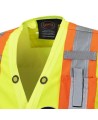 Veste de sécurité d’arpenteur, Pioneer 6693 haute visibilité jaune 150D, 16 poches avec fermeture à bouton pression