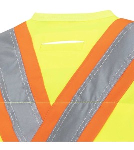 Pioneer men's high-visibility yellow 6693 surveyor's vest, 150 denier woven twill, 16 pockets