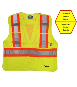 High-visibility yellow safety vest, 4 sizes, CSA Z96-15 class 2 level 2, 4 pockets.