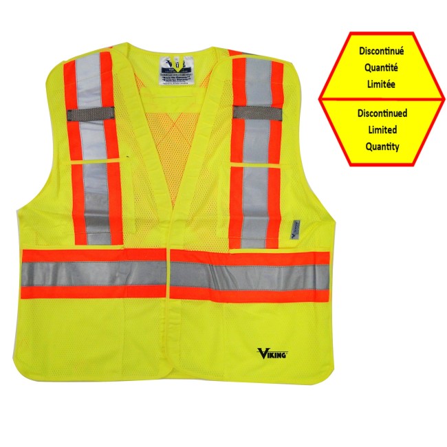 Veste de circulation jaune fluo, 4 grandeurs, conforme CSA Z96-15 classe 2 niveau 2, 4 poches.